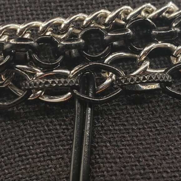 NY & Co. Black Enamel 4 Strand Chain Bib Necklace - Picture 4 of 12